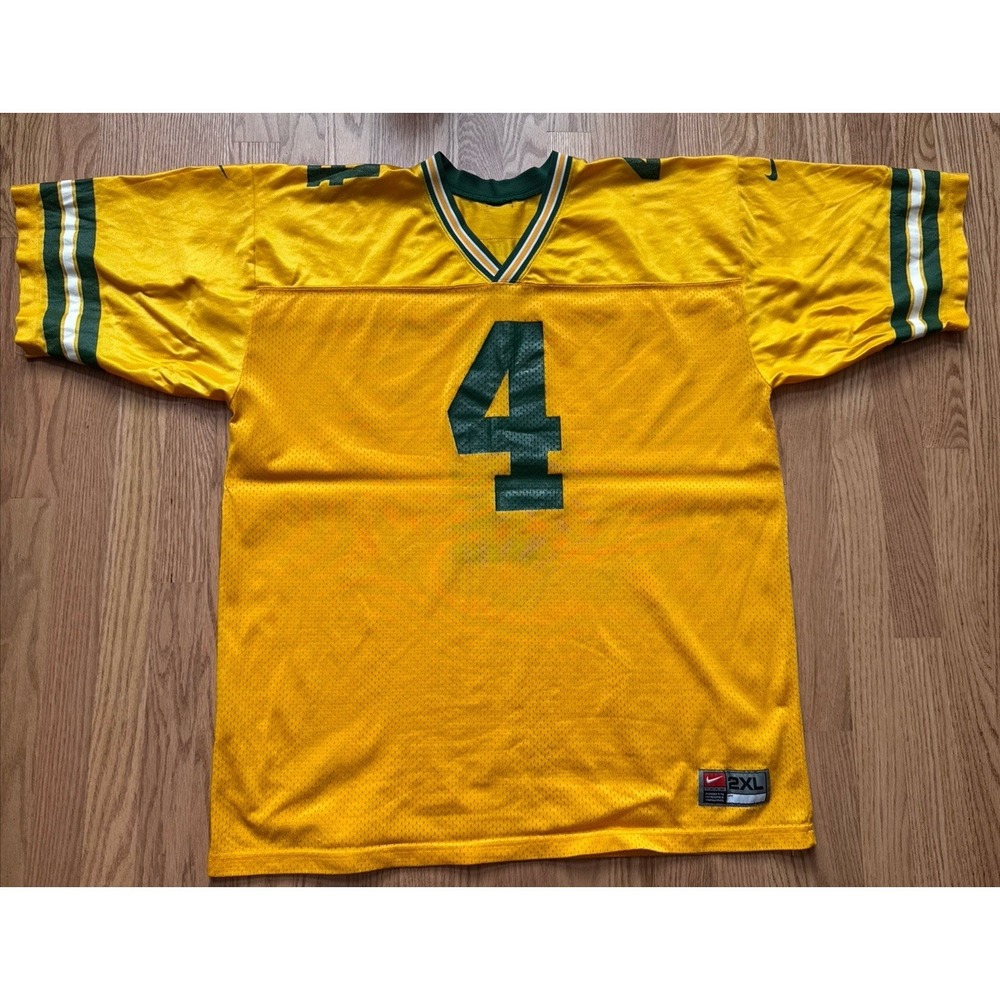 Vintage Nike Green Bay Packers Brett Favre #4 Jersey Gold 2XL 90s Era